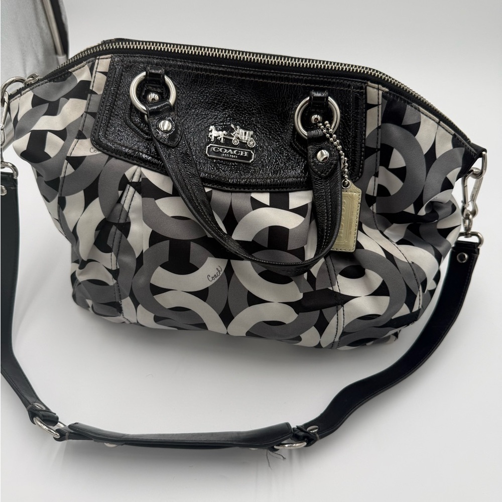 Coach Black and Gray Vintage Op-Art Women's Bag EUC - Picture 2 of 10